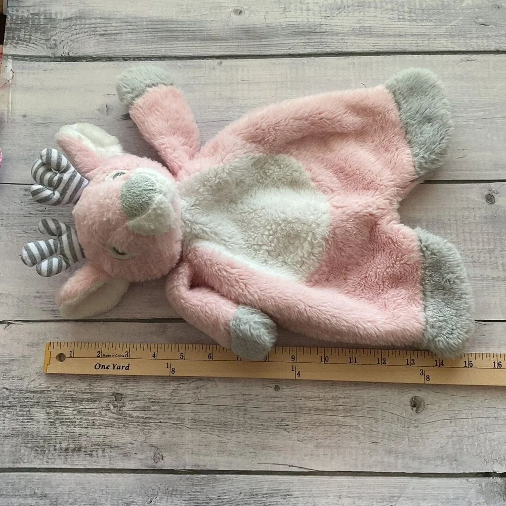 Baby Ganz Pink Reindeer Moose Lovey‎ Plush Baby Security Blanket